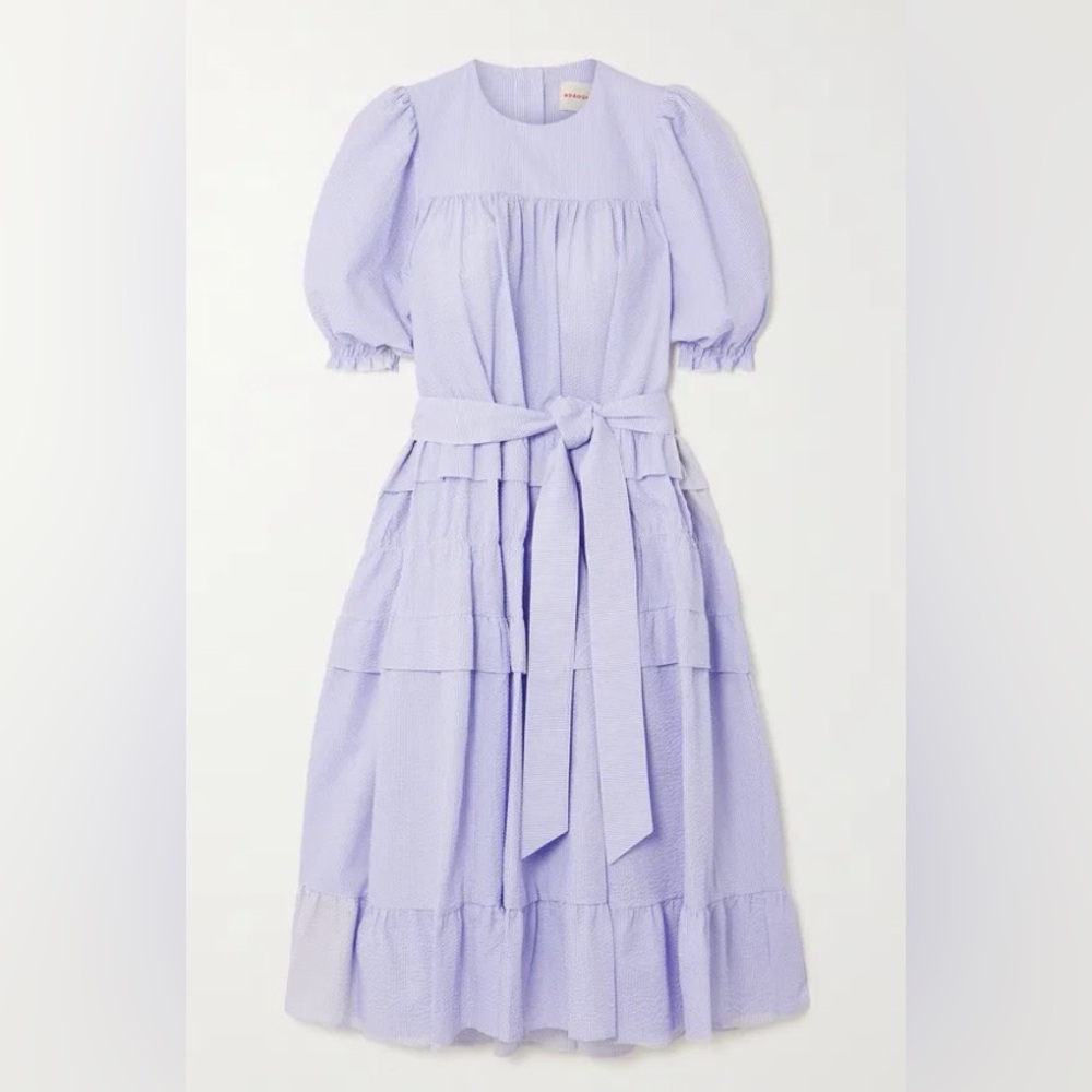 &Daughter Josephine Pinstriped Organic Cotton Seersucker Dress